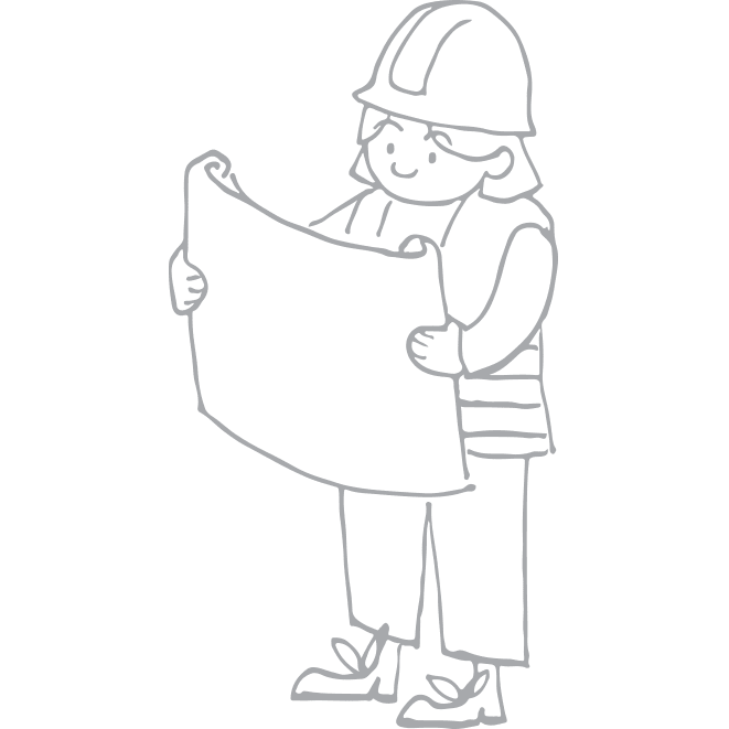Illustration of a female engineer looking at plans