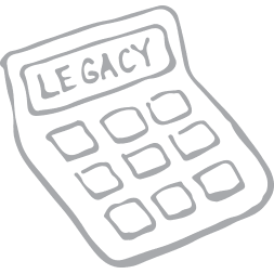 illustration of a calculator that says LEGACY across the screen
